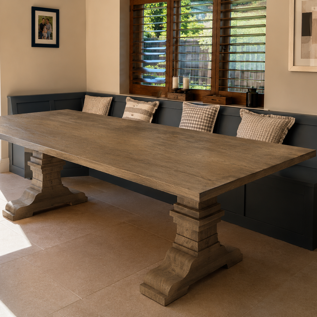 Luxor Solid Oak Dining Table Set - Oak blocked legs