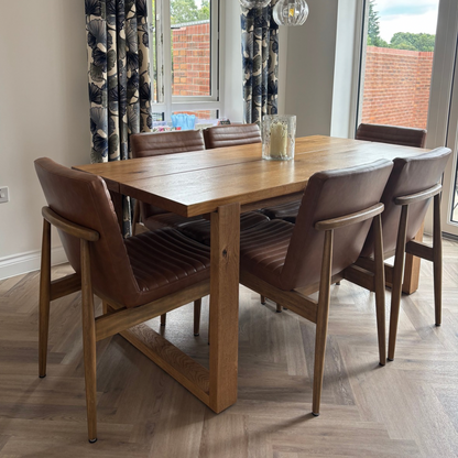 Burnan Solid Oak Dining Table Set - Oak Box legs