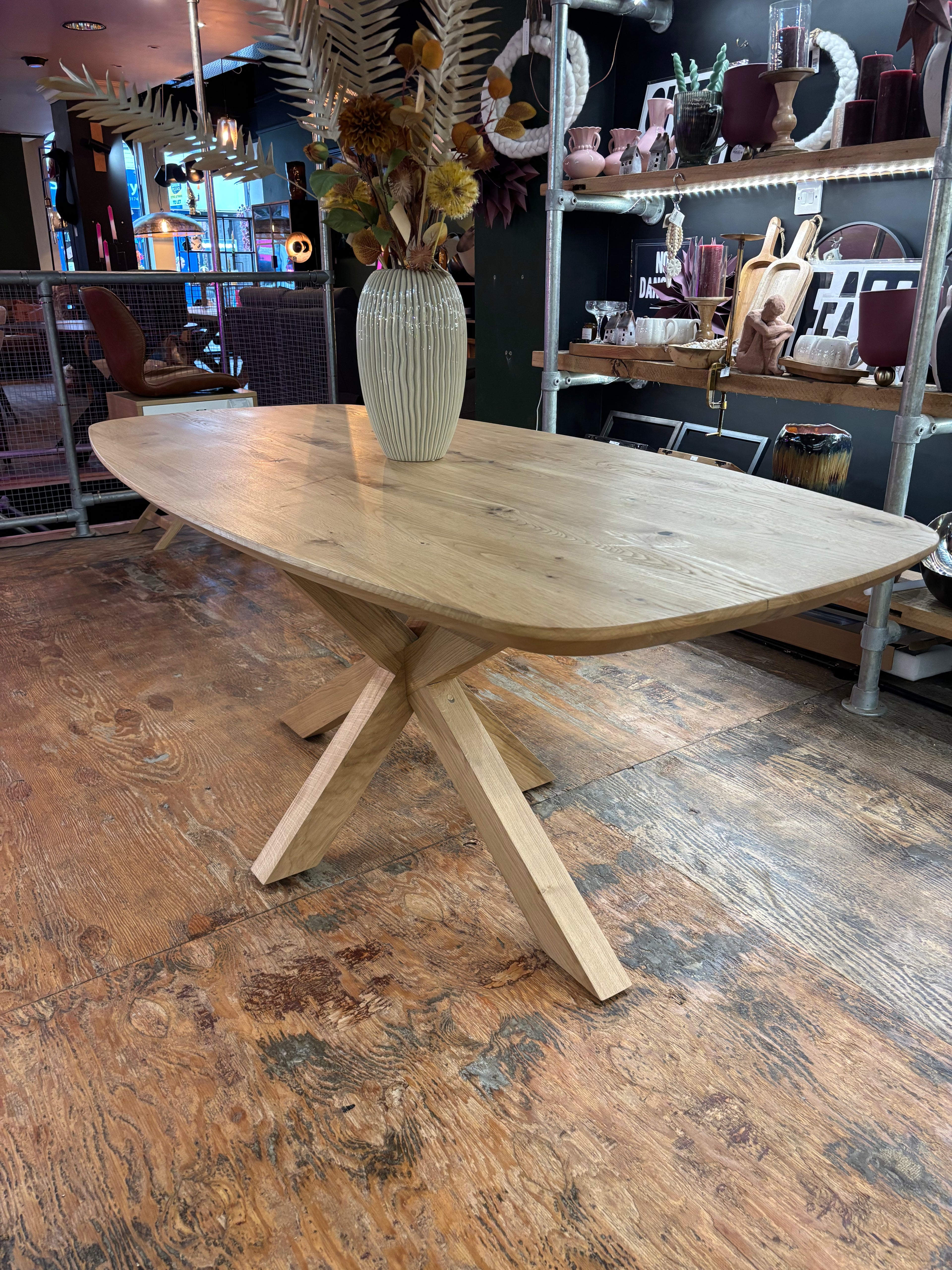 Ex Demo - Solid Oak 180cm x 90cm Danish Oval Table