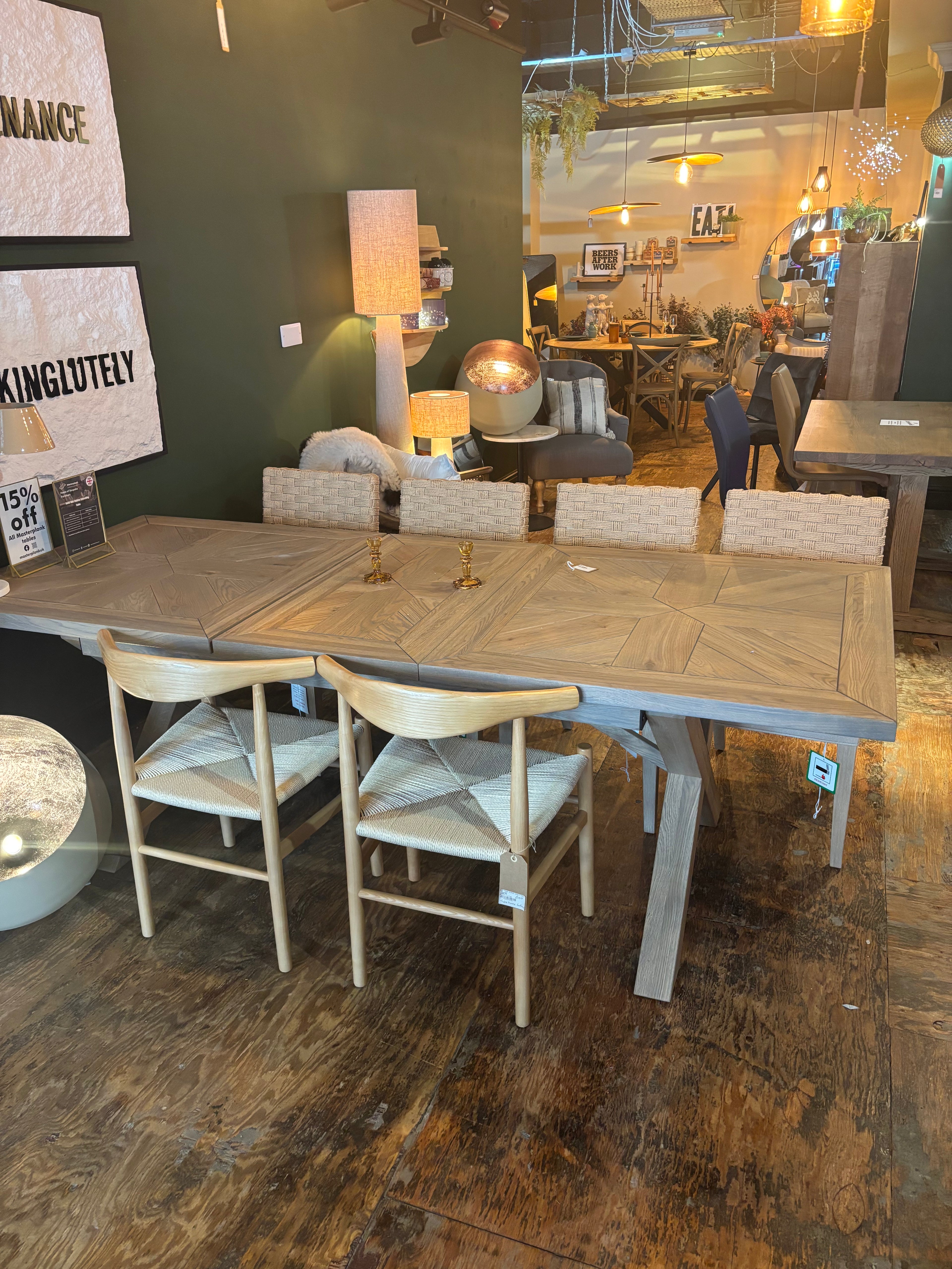 Ex Demo - Oakley Central Extending Solid Oak Dining table