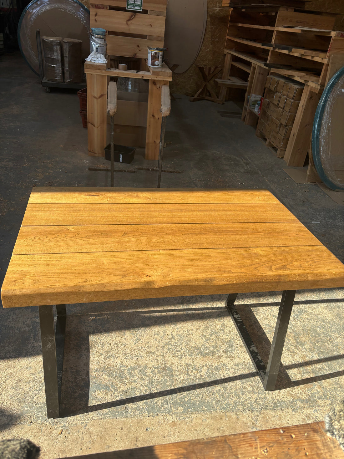 Ex Demo - Solid Oak Chunky 6cm Table - 120cm x 75cm Stained in English - Choose the legs
