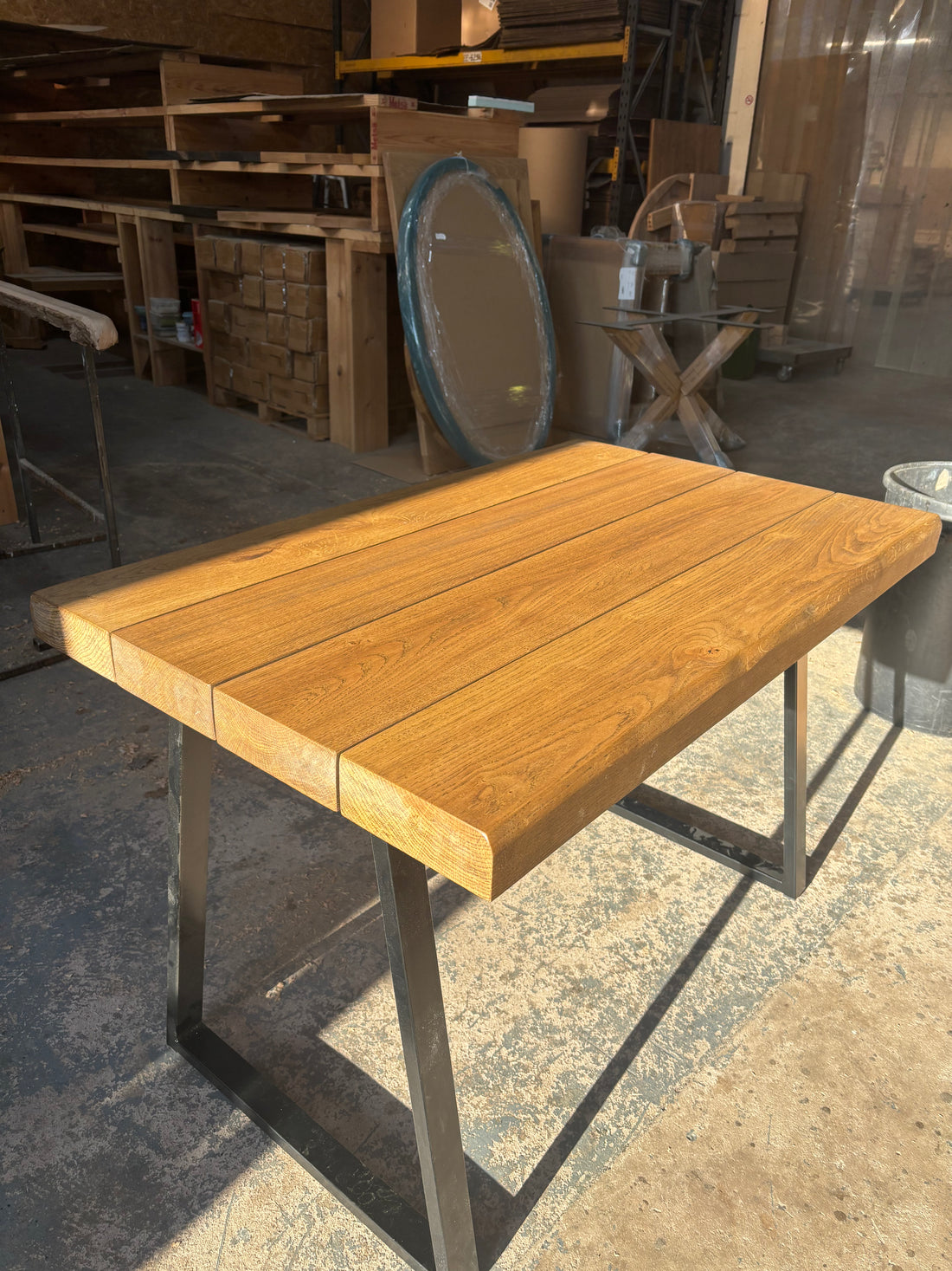 Ex Demo - Solid Oak Chunky 6cm Table - 120cm x 75cm Stained in English - Choose the legs