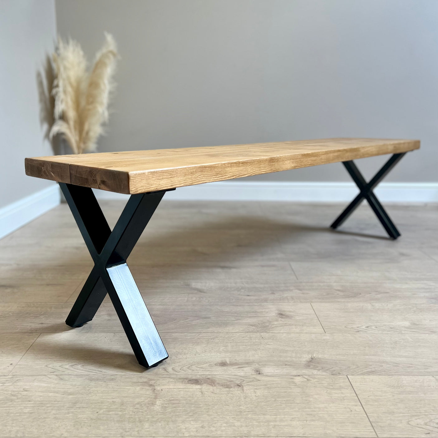 Rustic Dining Bench Cross leg Masterplank UK