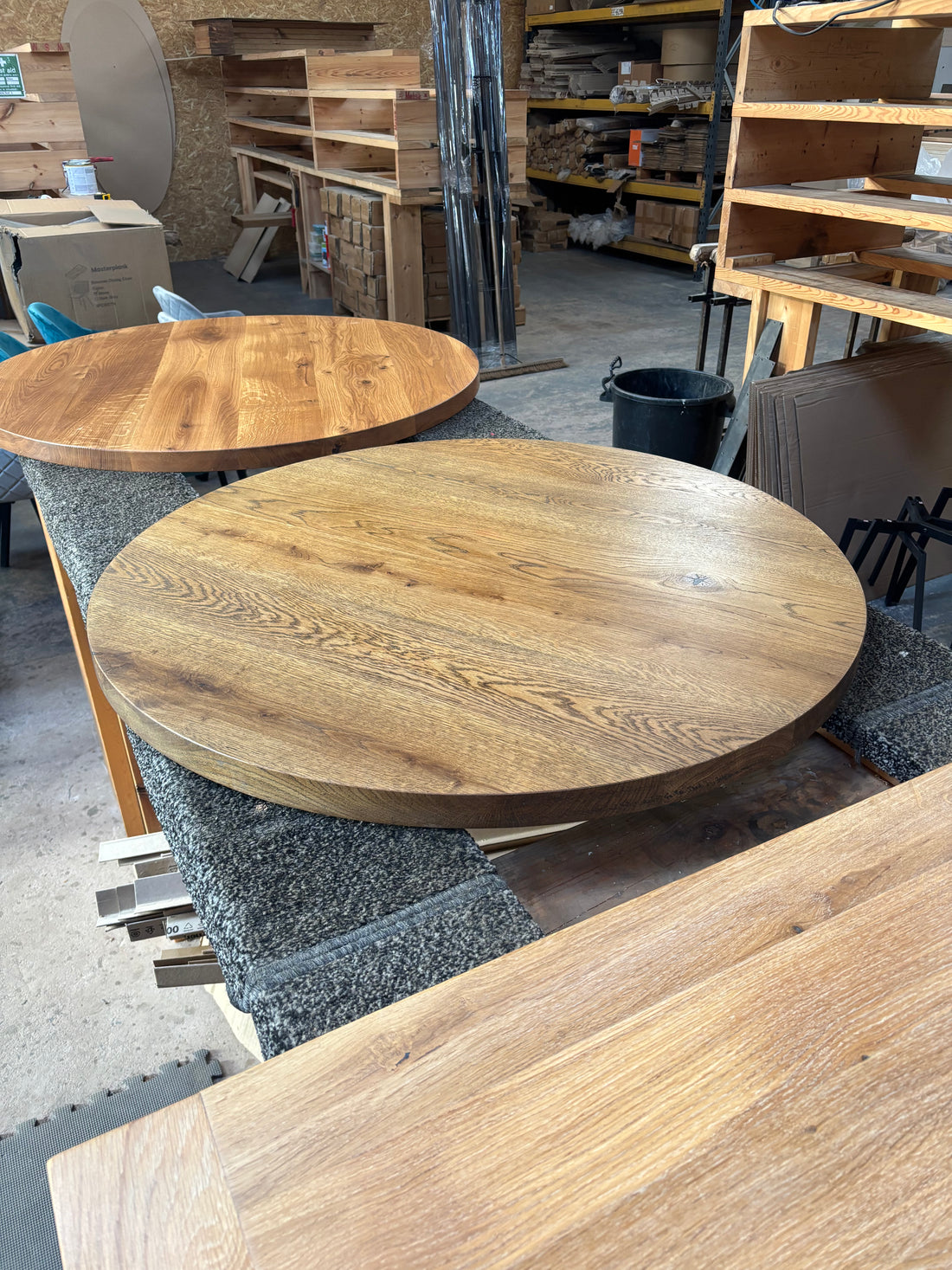 Ex Demo - Solid Oak Round 100cm Stained in Onyx - Choice of legs