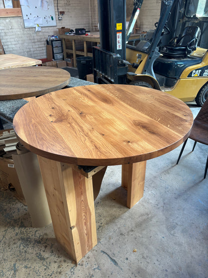 Ex Demo - Solid Oak Round 110cm Stained in Smoked Oak - Choice of legs