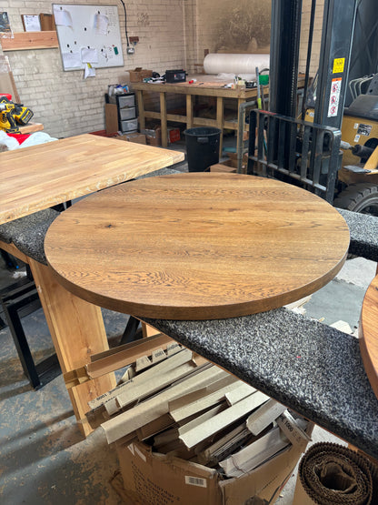 Ex Demo - Solid Oak Round 100cm Stained in Onyx - Choice of legs