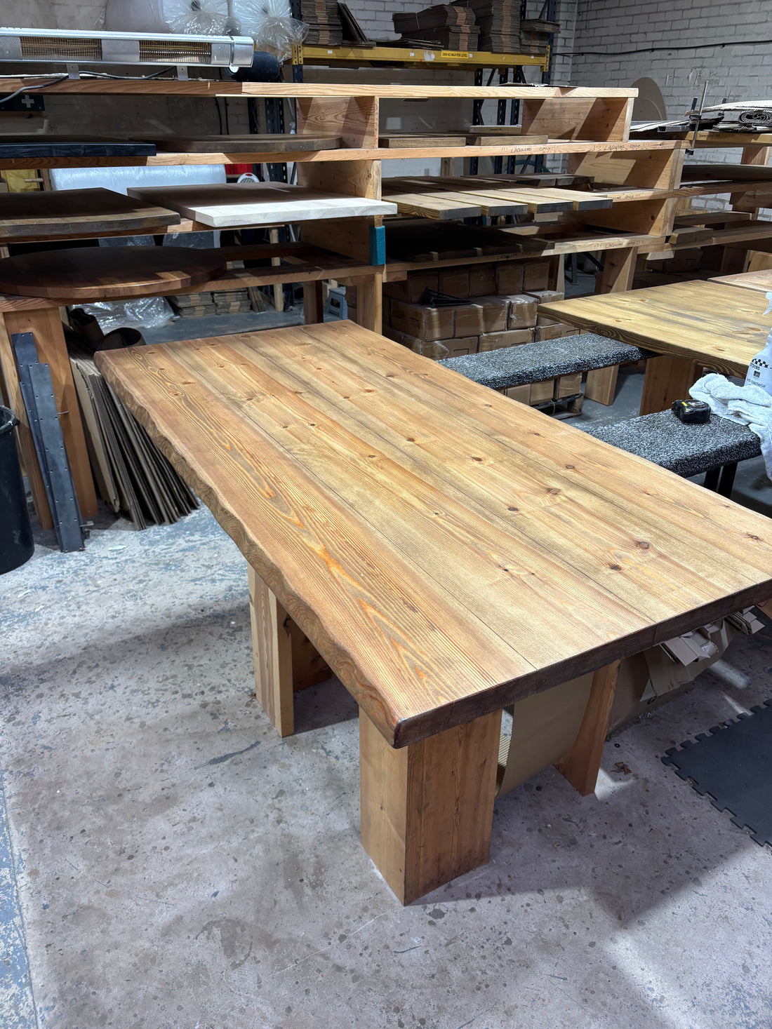 Ex Demo - 180cm x 87cm Waney Edge Smoked Oak Dining Table - Choose your legs