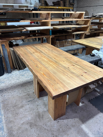 Ex Demo - 180cm x 87cm Waney Edge Smoked Oak Dining Table - Choose your legs