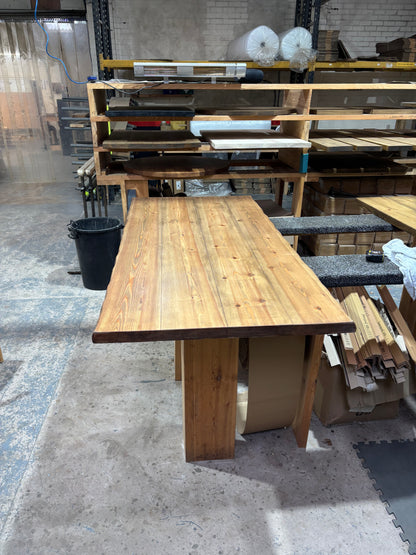 Ex Demo - 180cm x 87cm Waney Edge Smoked Oak Dining Table - Choose your legs