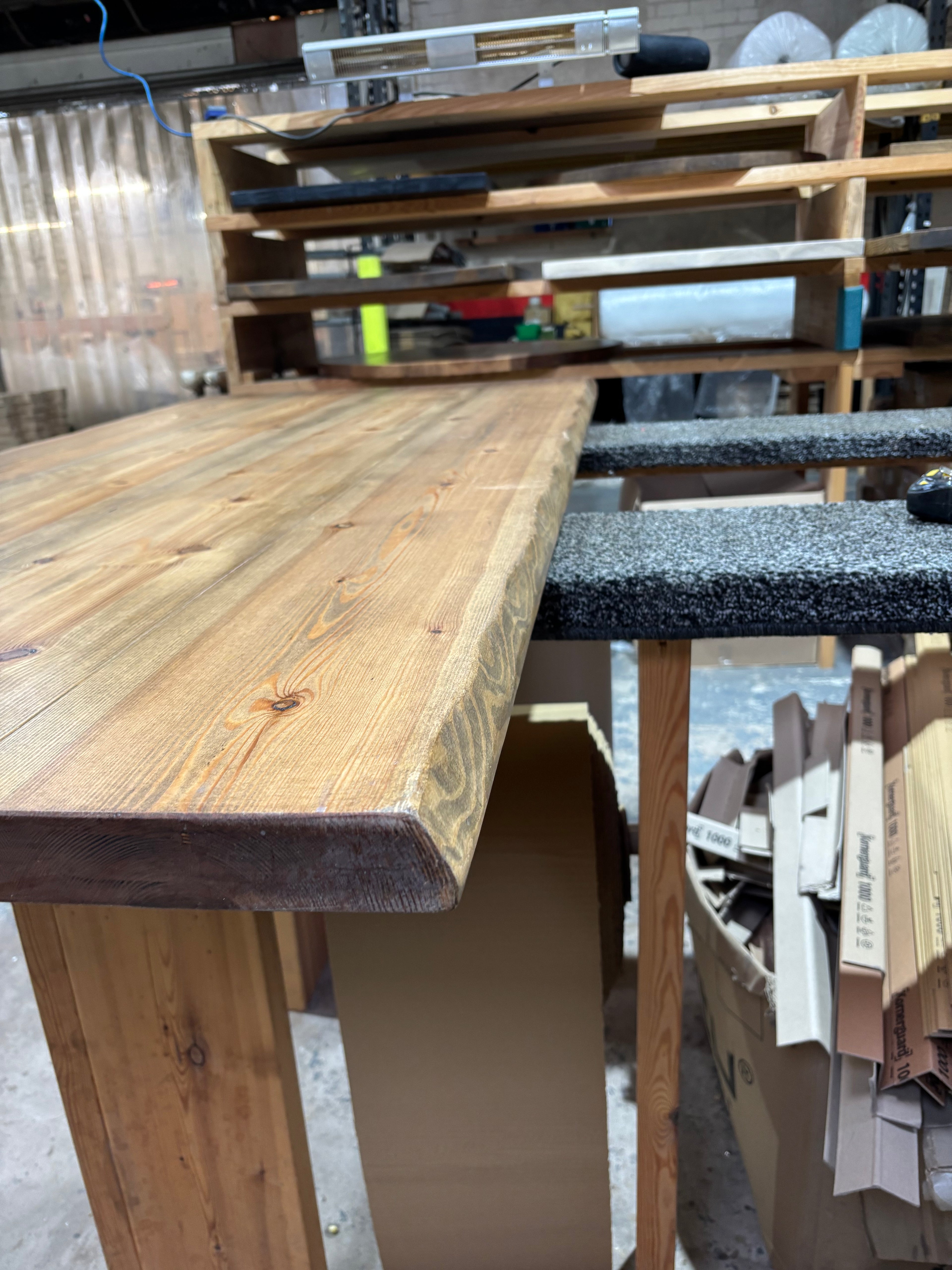 Ex Demo - 180cm x 87cm Waney Edge Smoked Oak Dining Table - Choose your legs