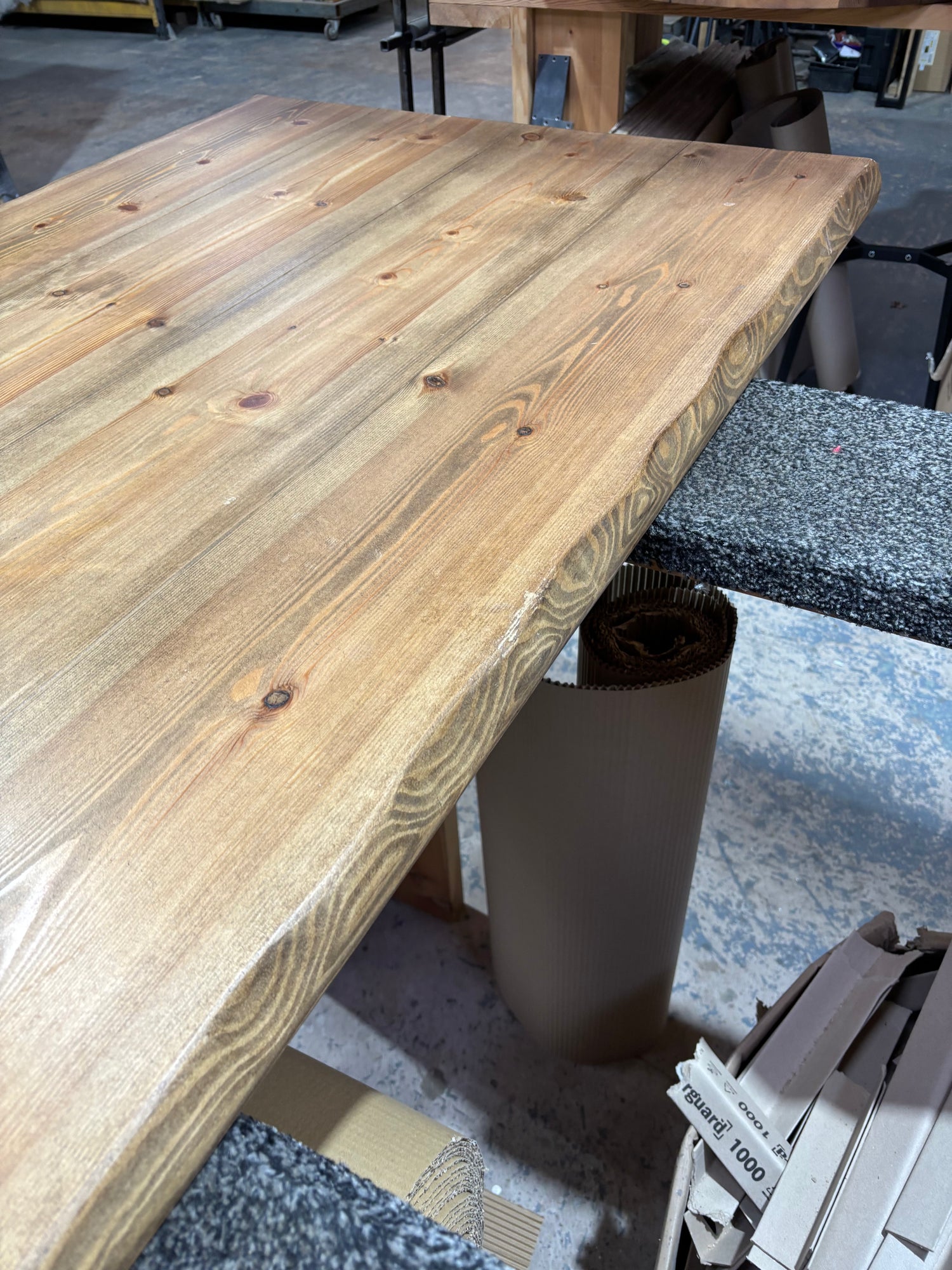 Ex Demo - 180cm x 87cm Waney Edge Smoked Oak Dining Table - Choose your legs
