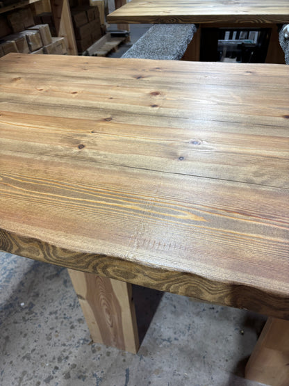 Ex Demo - 180cm x 87cm Waney Edge Smoked Oak Dining Table - Choose your legs