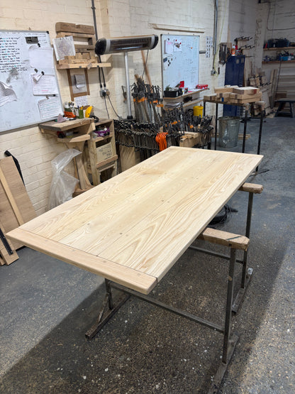 Ex Demo - 183cm x 88cm Unstained Solid ASH Dining Table - Choose your legs AND Stain