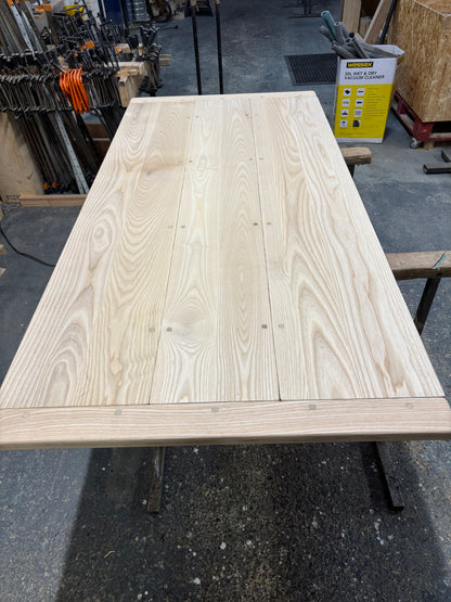 Ex Demo - 183cm x 88cm Unstained Solid ASH Dining Table - Choose your legs AND Stain