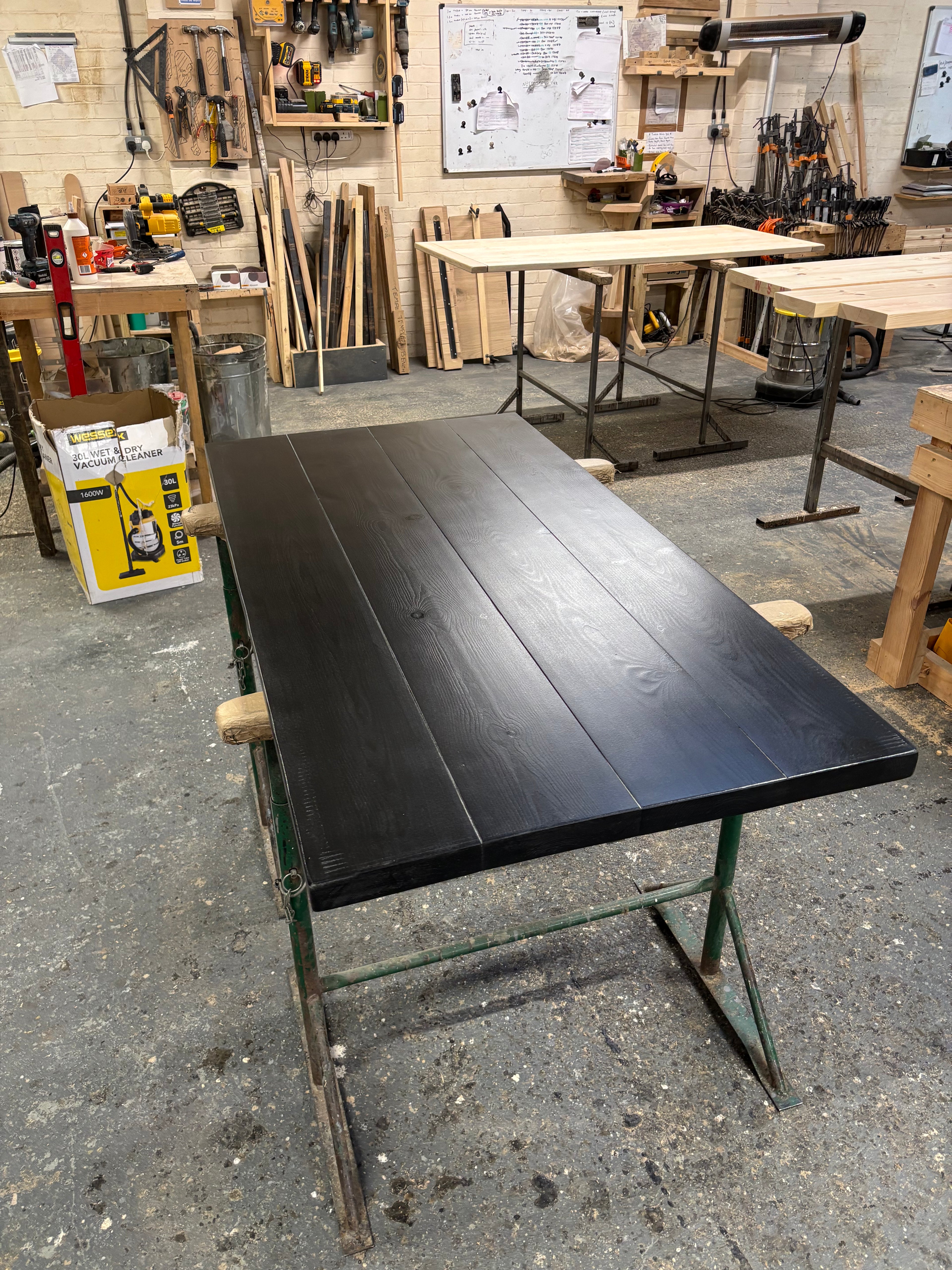 Ex Demo - 150cm x 77cm Black Pine Dining Table - Choose your legs
