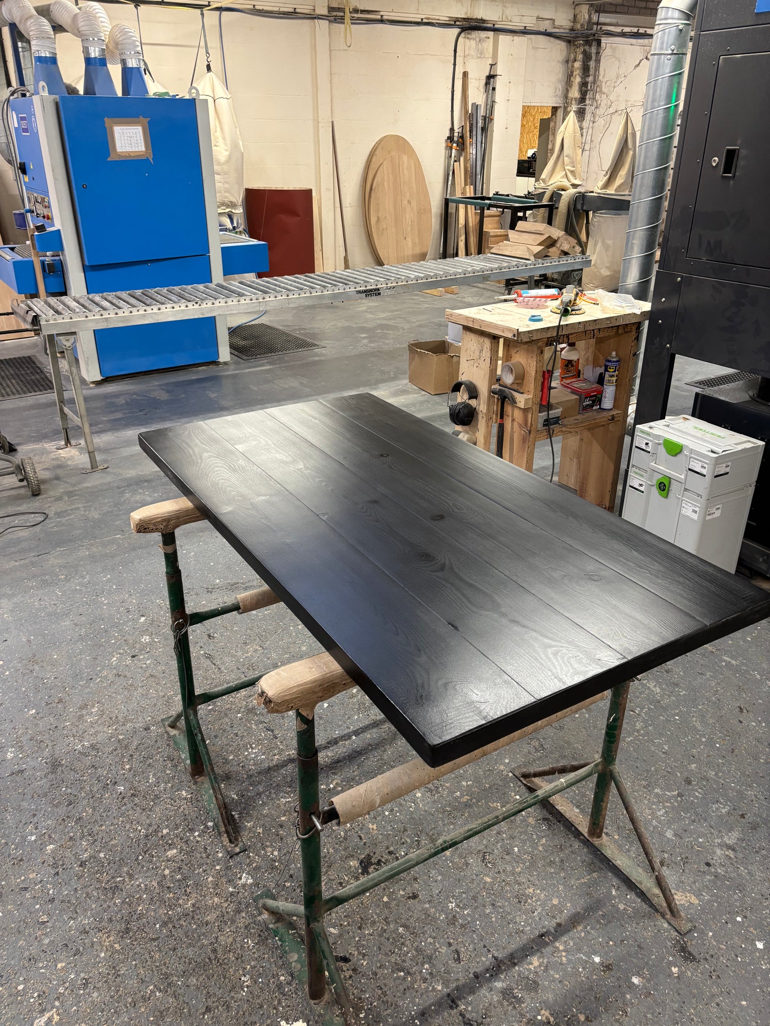 Ex Demo - 150cm x 77cm Black Pine Dining Table - Choose your legs