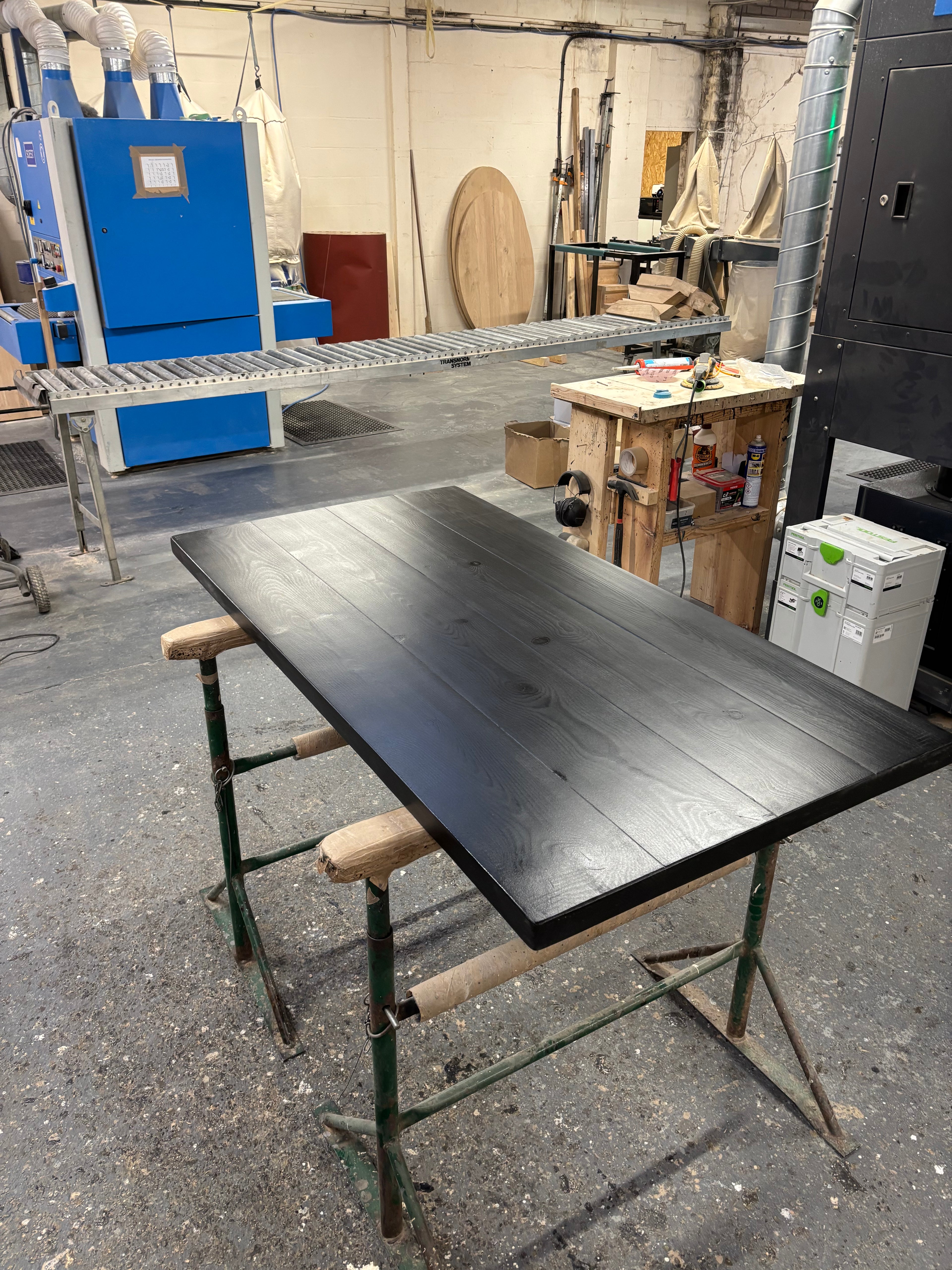 Ex Demo - 150cm x 77cm Black Pine Dining Table - Choose your legs