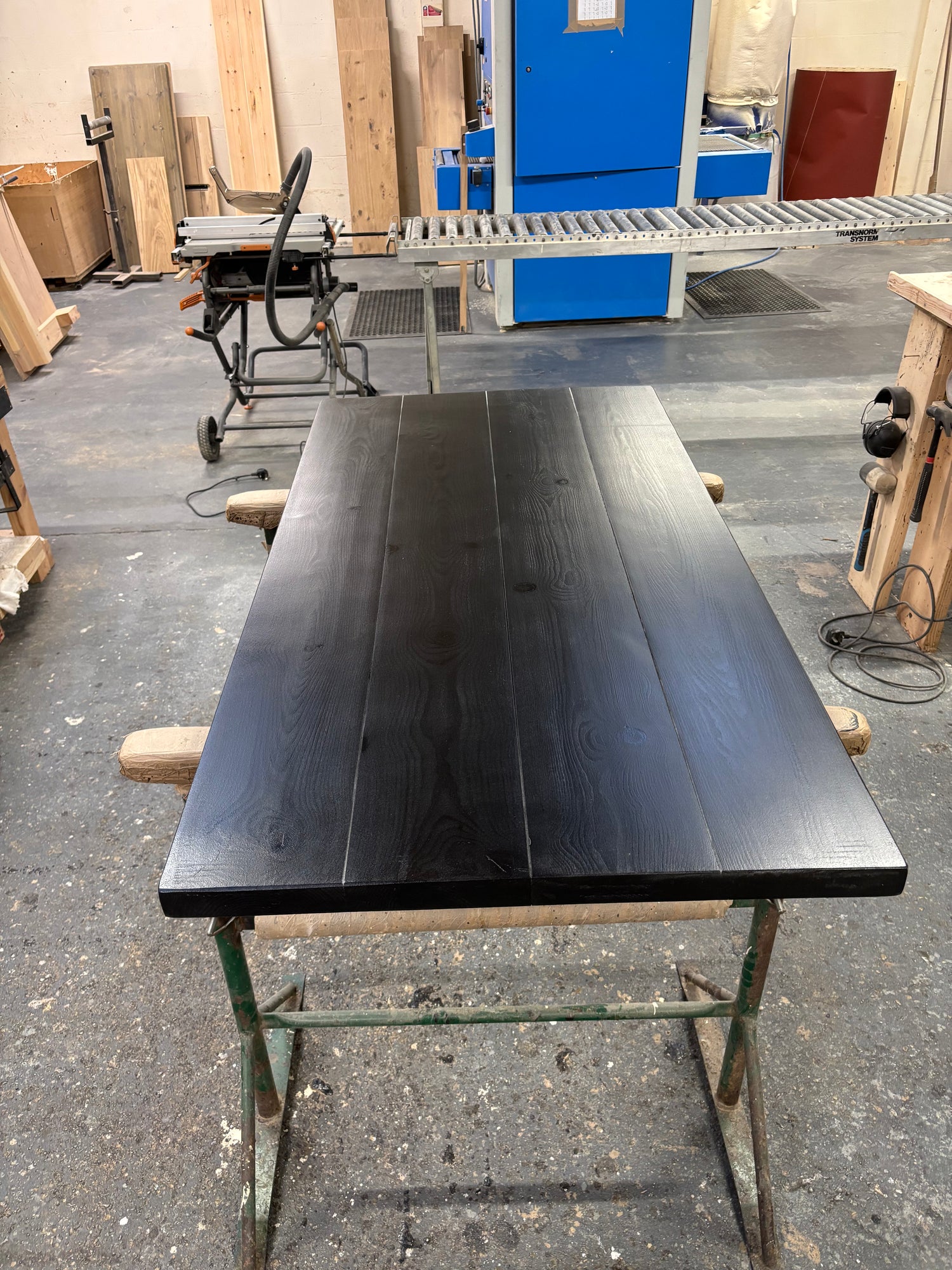 Ex Demo - 150cm x 77cm Black Pine Dining Table - Choose your legs