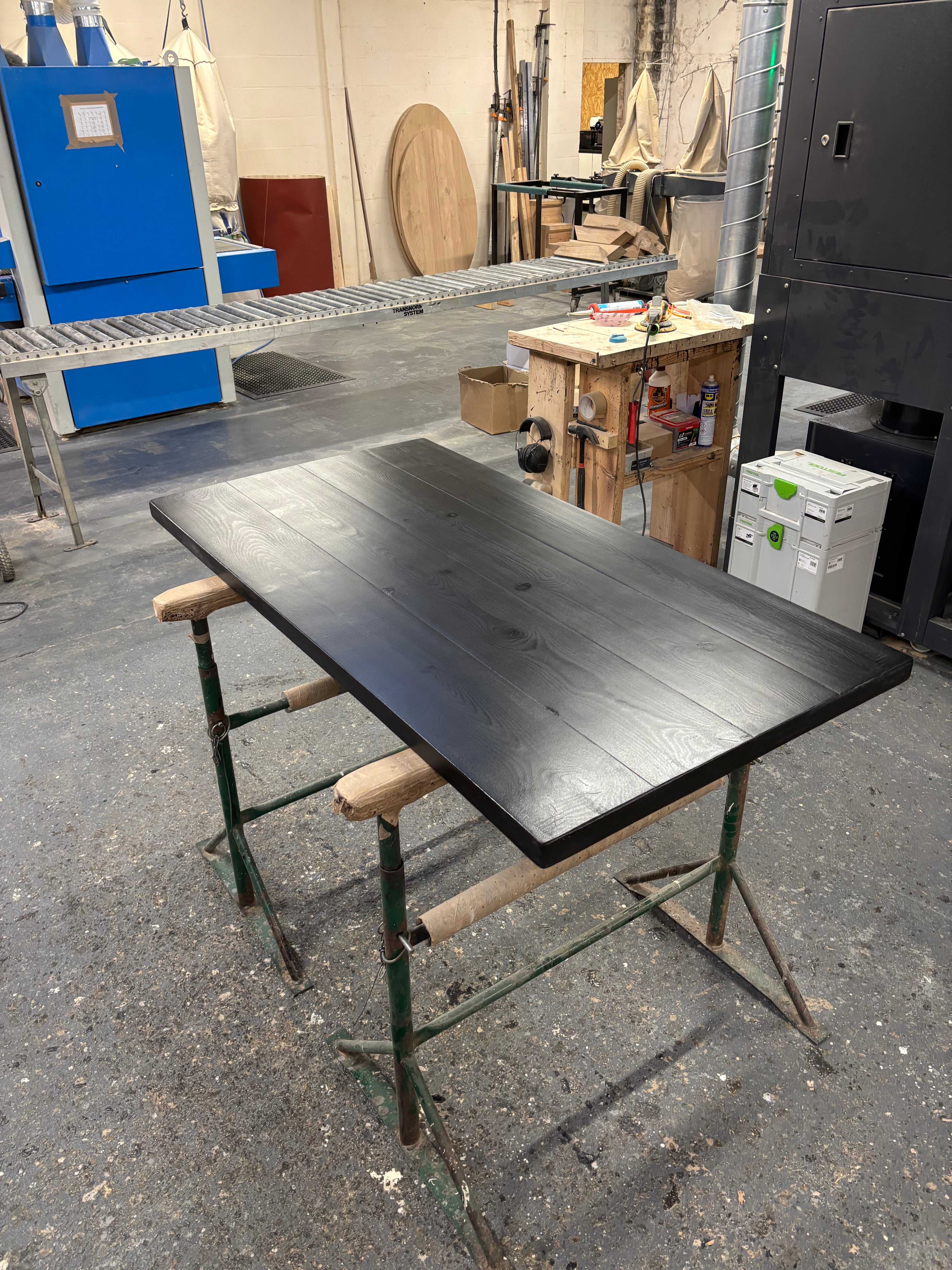 Ex Demo - 150cm x 77cm Black Pine Dining Table - Choose your legs