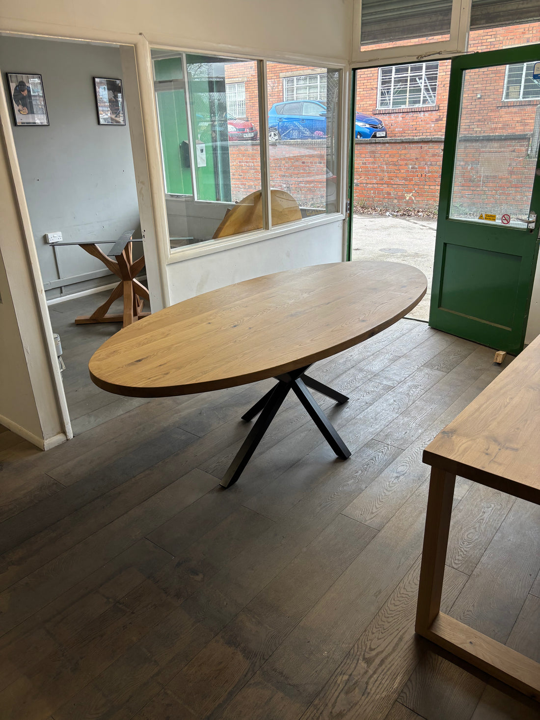 Ex Demo - Solid Oak Oval Table - 220cm x 100cm Stained in Mist