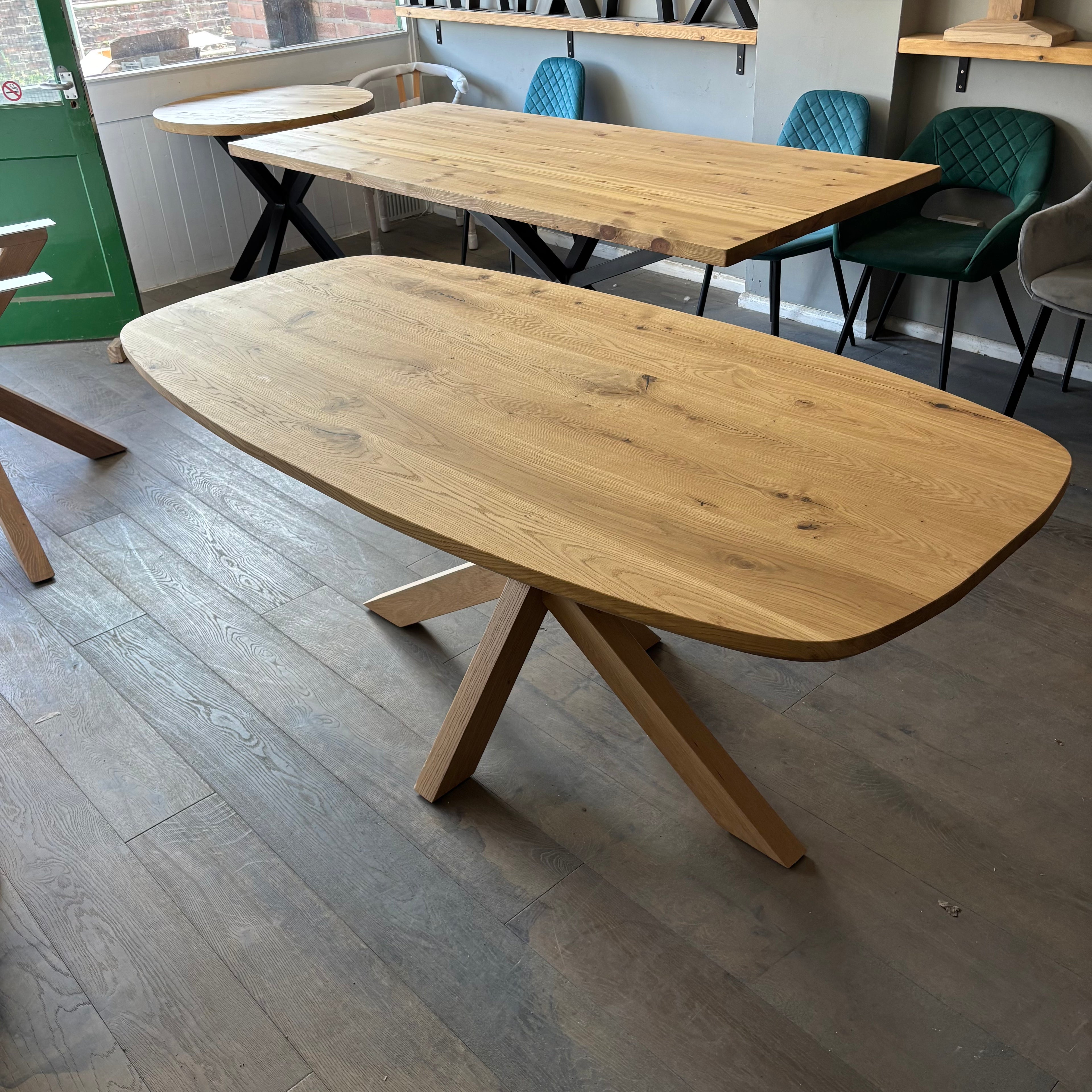 Ex Demo - Solid Oak 180cm x 90cm Danish Oak Table with Oak spider legs - Bourbon stain