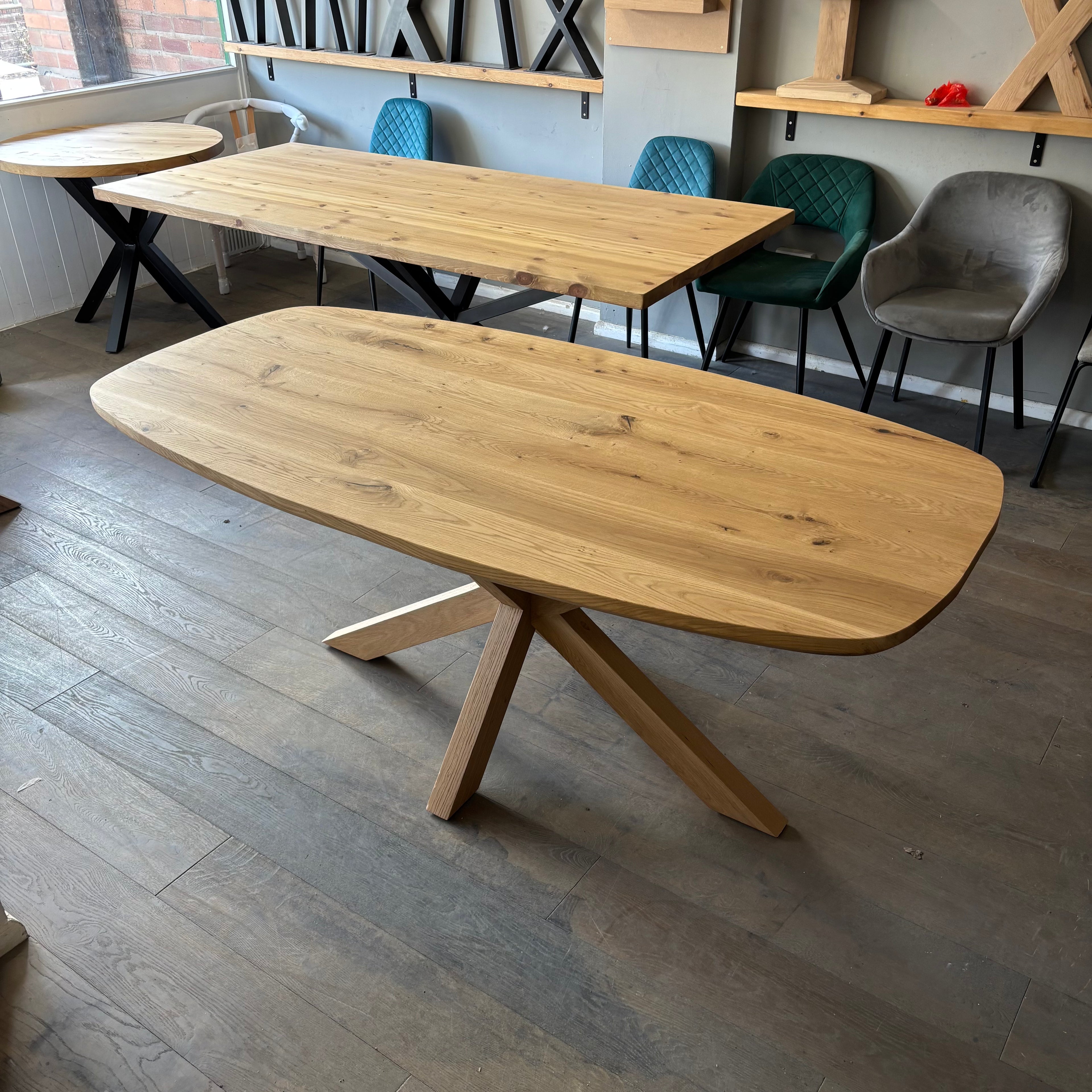 Ex Demo - Solid Oak 180cm x 90cm Danish Oak Table with Oak spider legs - Bourbon stain