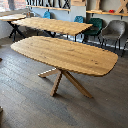 Ex Demo - Solid Oak 180cm x 90cm Danish Oak Table with Oak spider legs - Bourbon stain