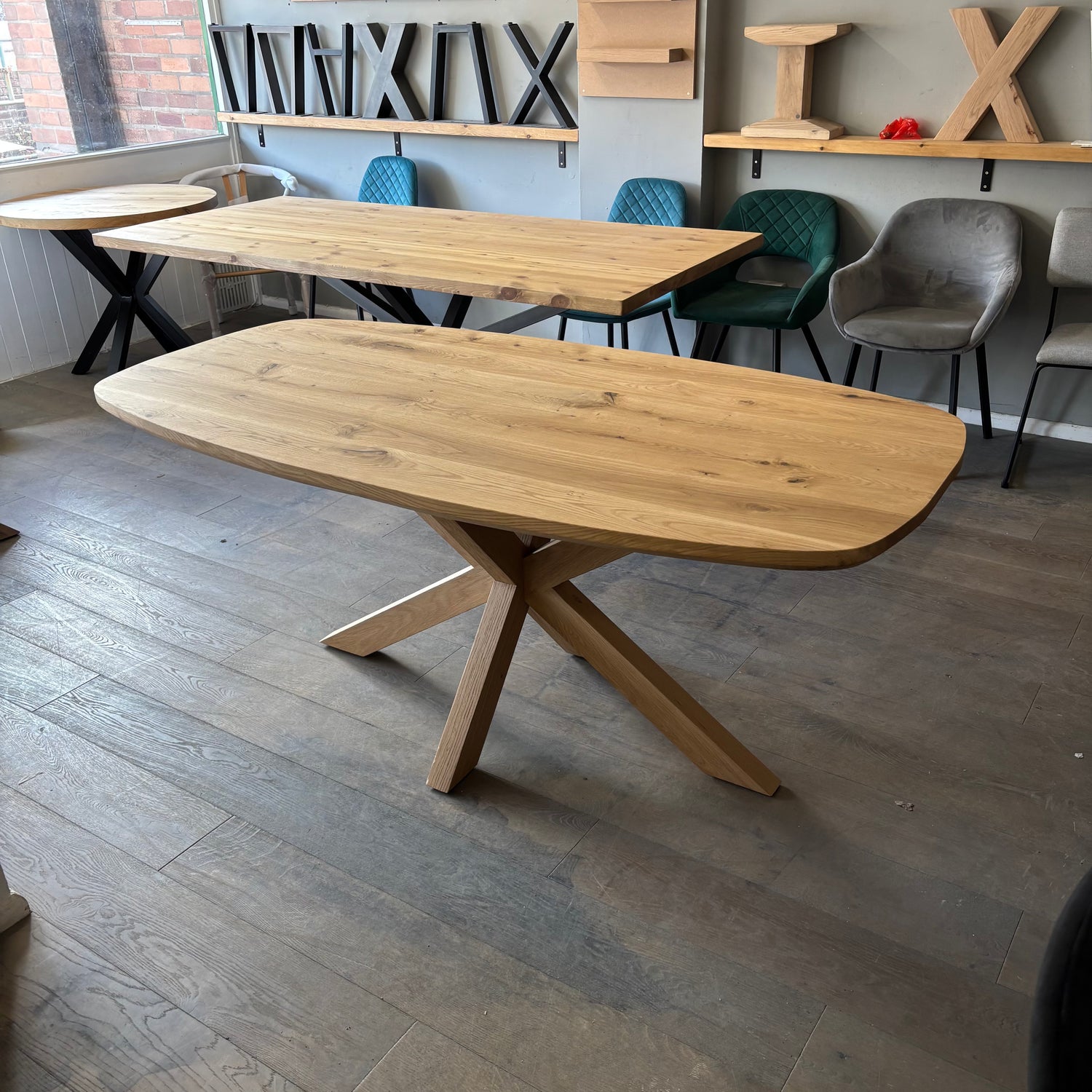 Ex Demo - Solid Oak 180cm x 90cm Danish Oak Table with Oak spider legs - Bourbon stain