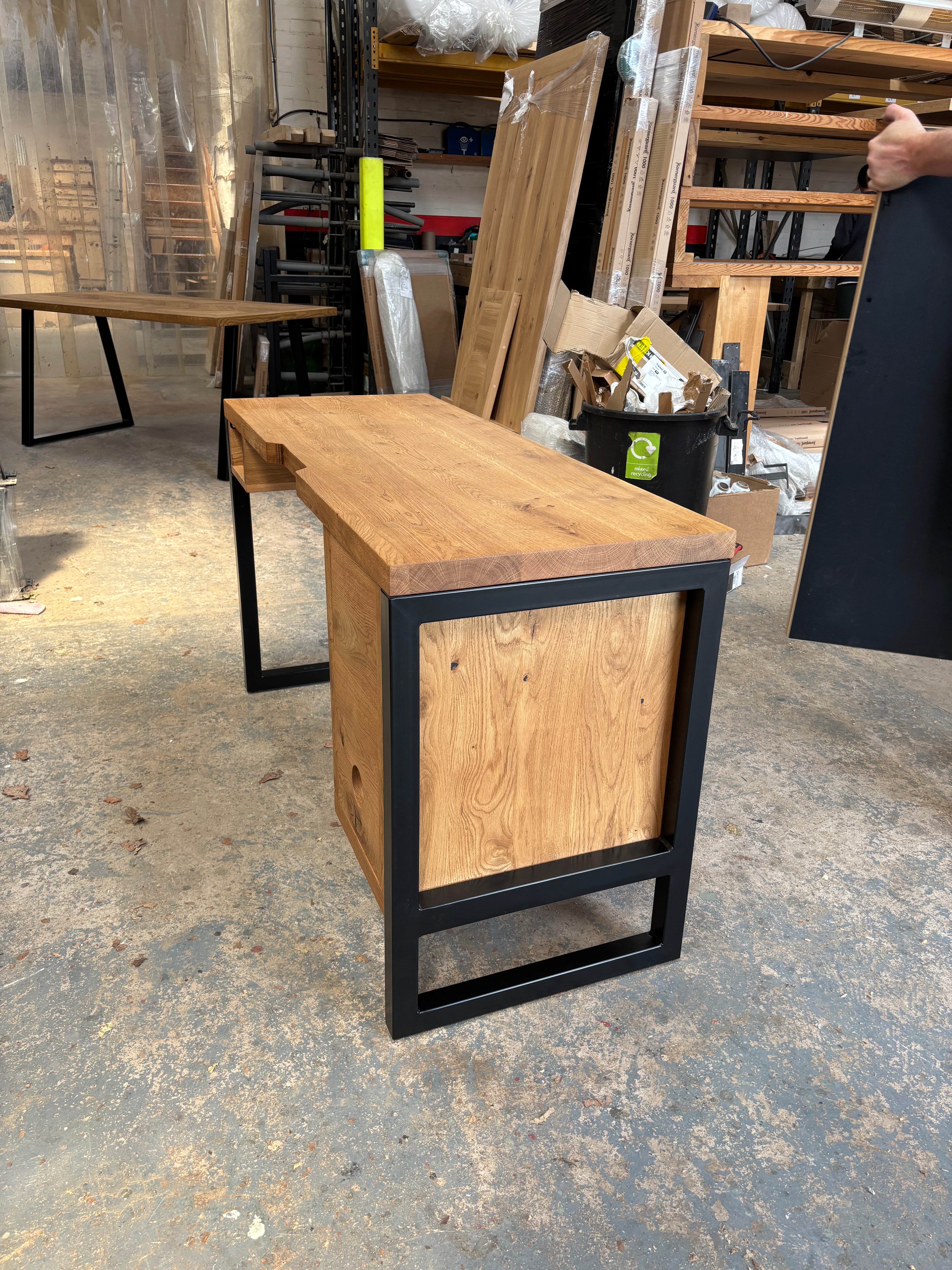 Solid Oak Dranter Desk  - Box frame legs