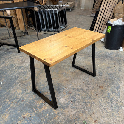Rustic office desk - Thin Trapeze legs 110cm x 58cm - Rugger Brown