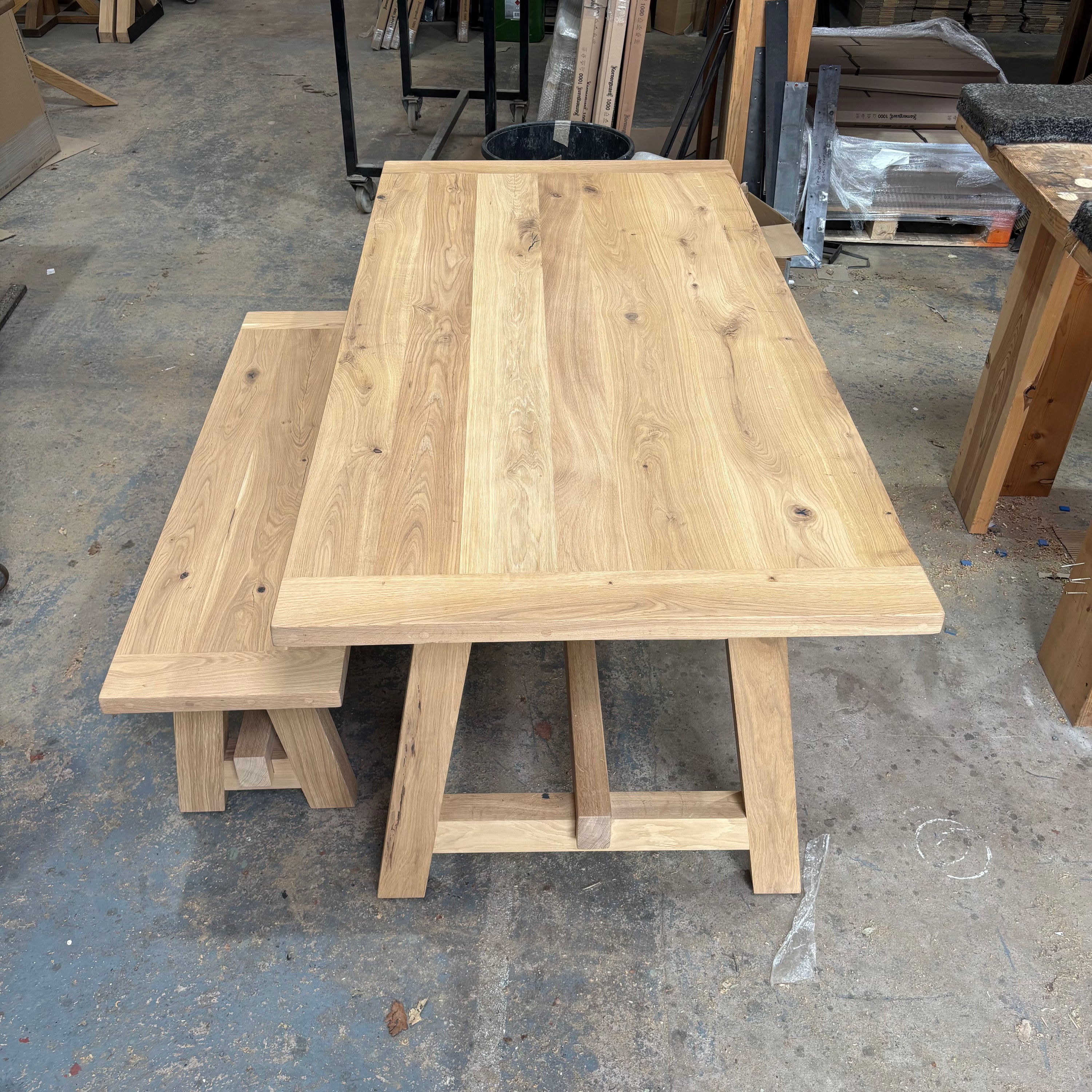 Outlet - Solid Oak Boscobel 240cm x 90cm TABLE ONLY NO BENCH - Stained in Mist