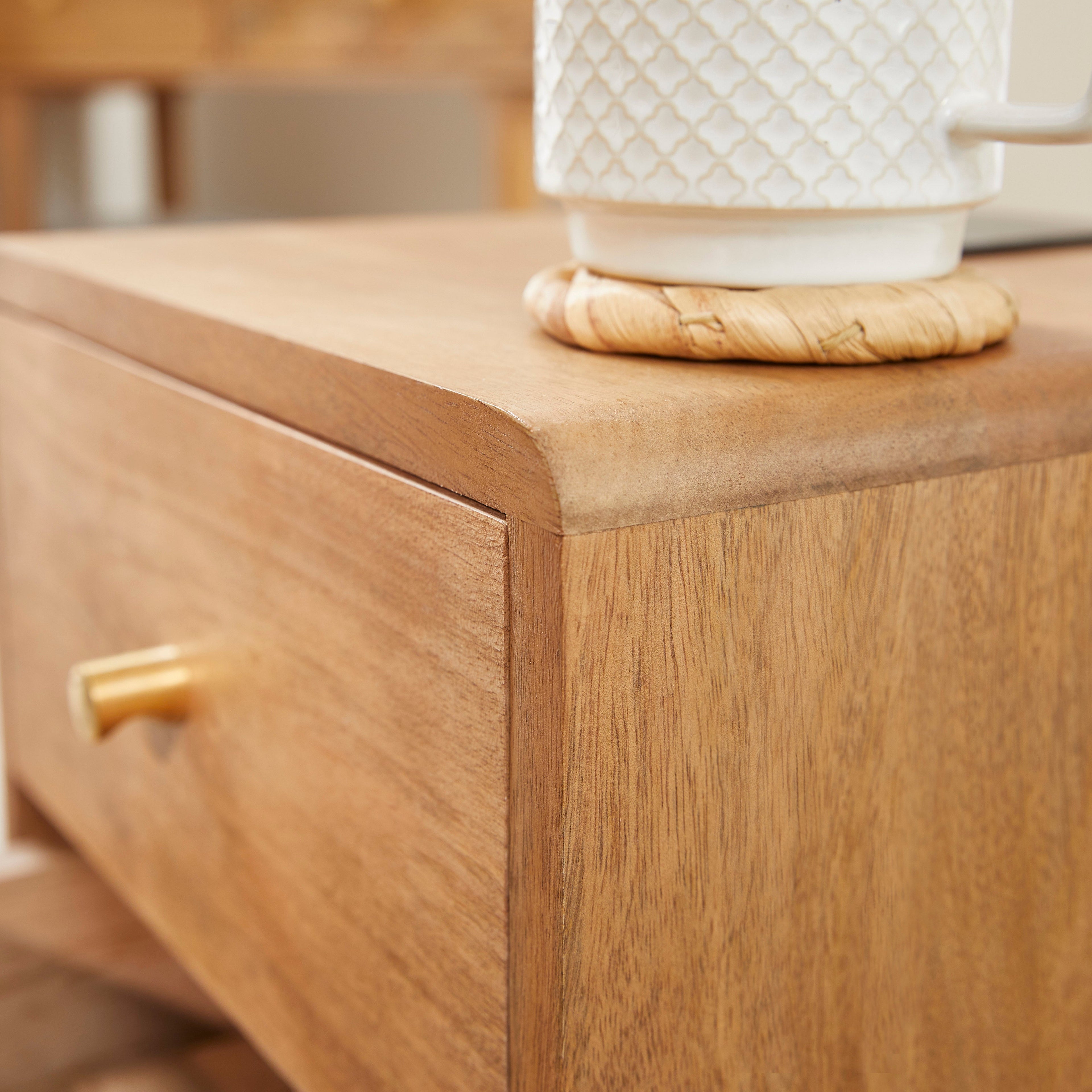 Scandinavian Light Walnut Logan Narrow Bedside Table