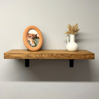 Solid Oak Wooden Shelf with Brackets