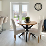 Solid Oak Round Dining Table - Cross central leg