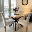 Solid Oak Round Dining Table - Cross Central Pedestal leg