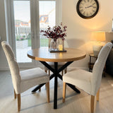 Solid Oak Round Dining Table - Cross Central Pedestal leg