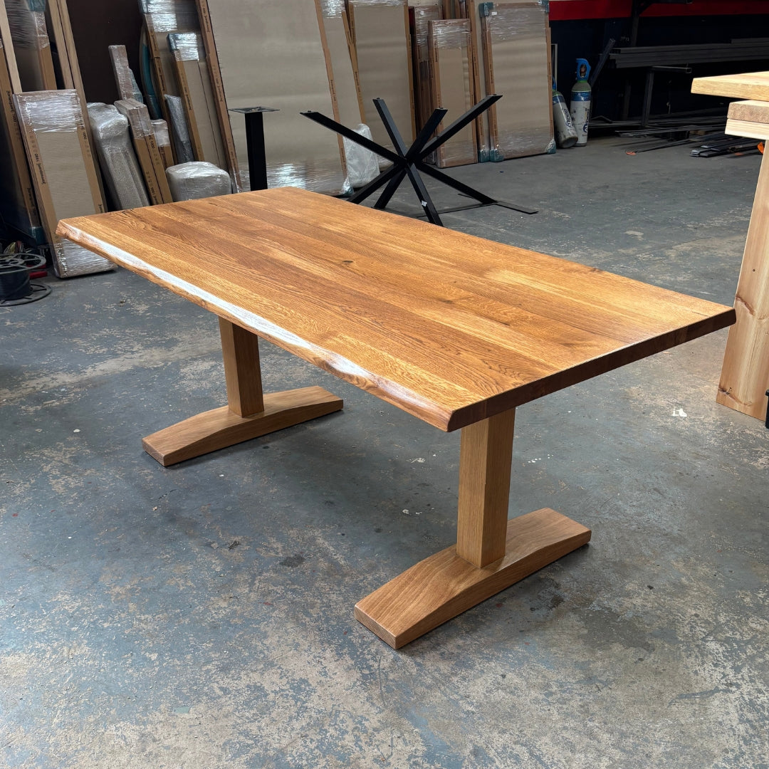 Solid Oak Dining Table and Bench Set