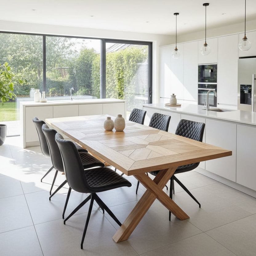 Oakley Central Extending Solid Oak Dining table – Masterplank UK