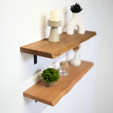 Solid Oak waney edge wooden shelves - Set of two - masterplank uk shop