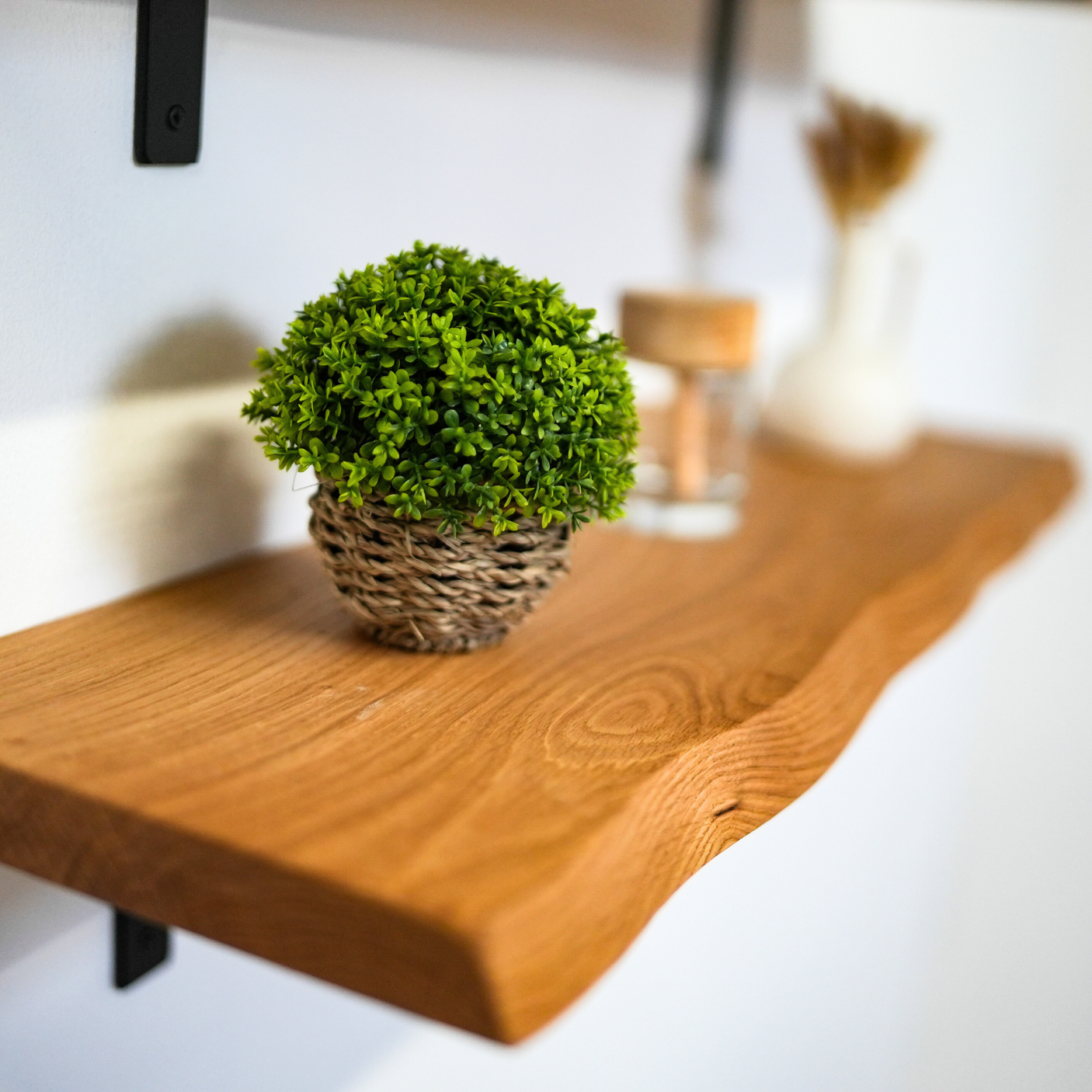 Solid Oak waney edge wooden shelves - Set of two - masterplank uk shop