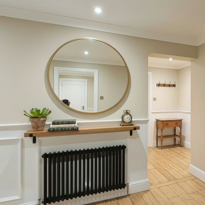 Rustic Wooden Radiator Shelf handcrafted in the UK Shelves masterplank-shop