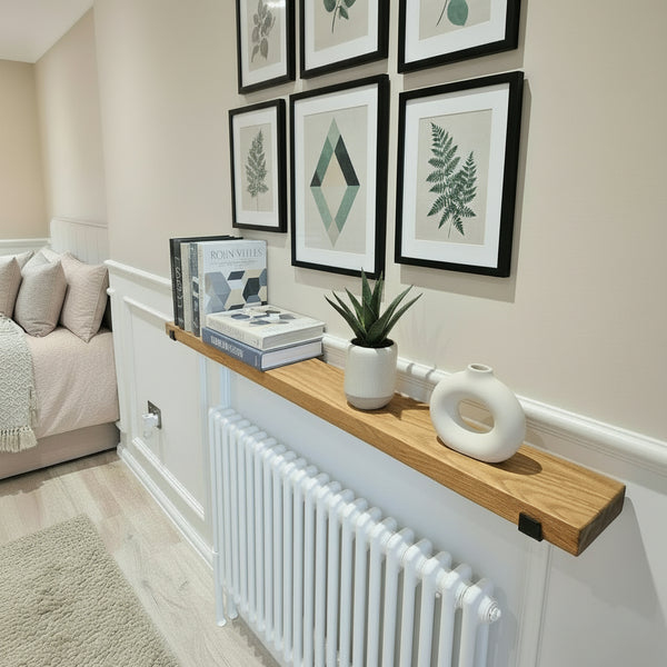 Rustic Wooden Radiator Shelf handcrafted in the UK