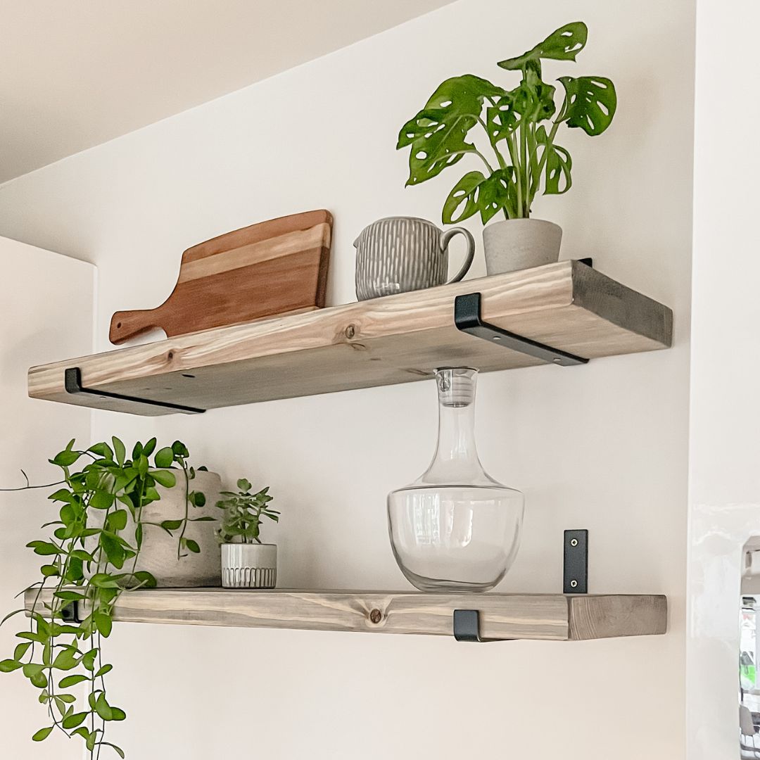Handcrafted Shelf Reclaimed Barn Wood Shelves Rustic Shelves Set (J Brackets) With Steel