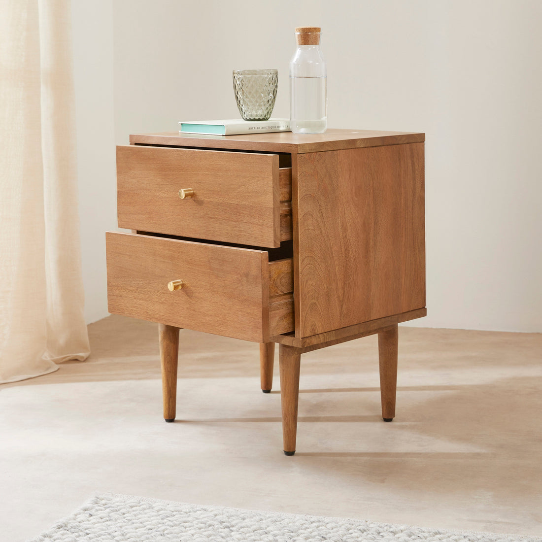 Scandinavian Light Walnut Oslo Bedside Table