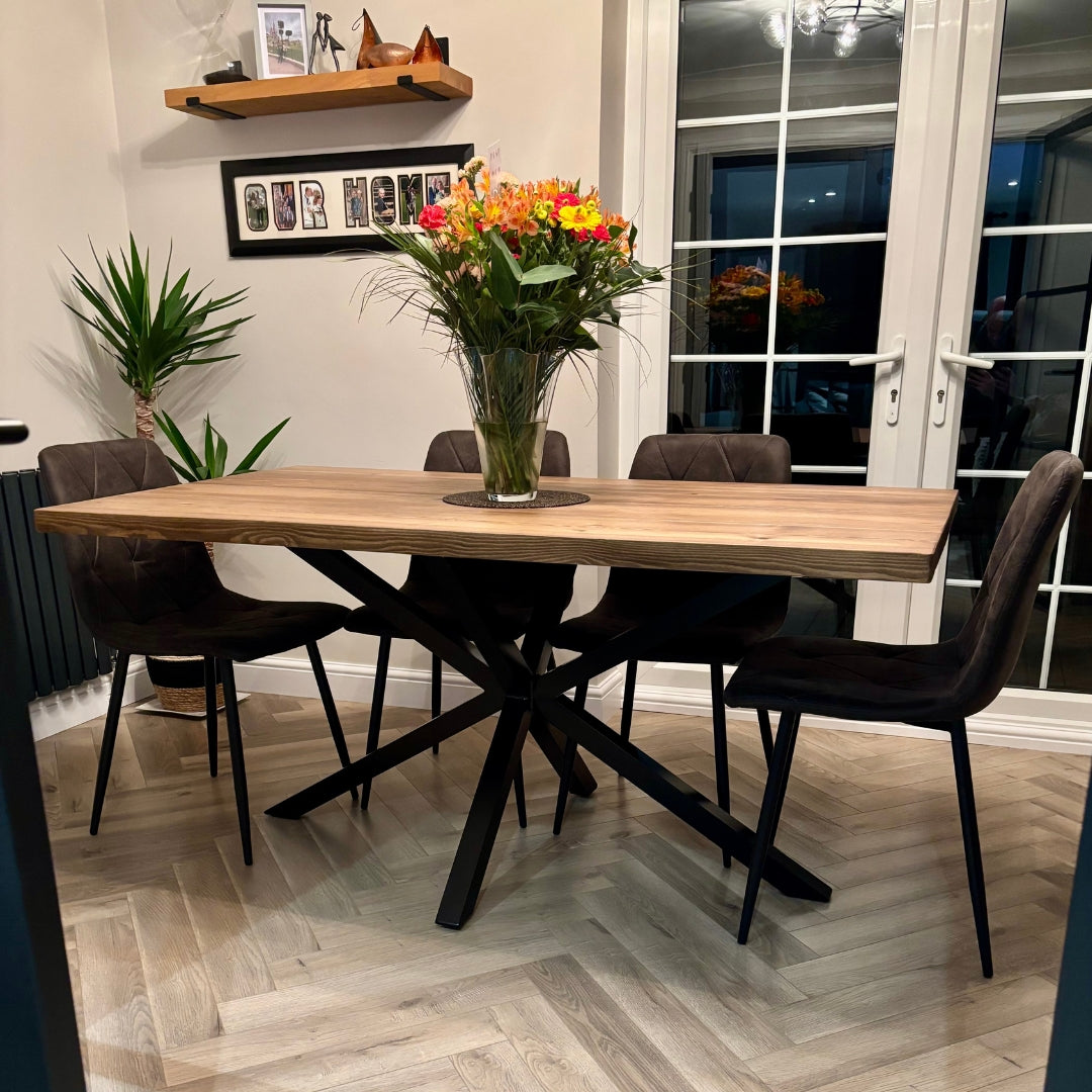 Rustic Dining Table Set - Spider leg Frame