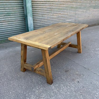 Rustic Pine Trestle Dining Table