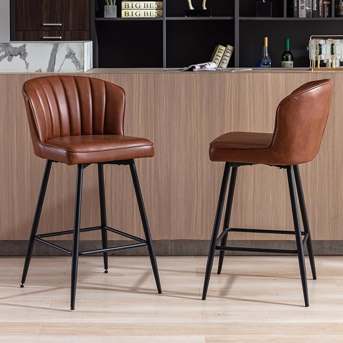 Quilted PU Leather Bar stools - Set of Two