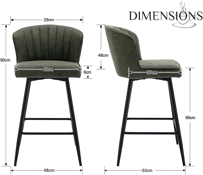 Quilted PU Leather Bar stools - Set of Two