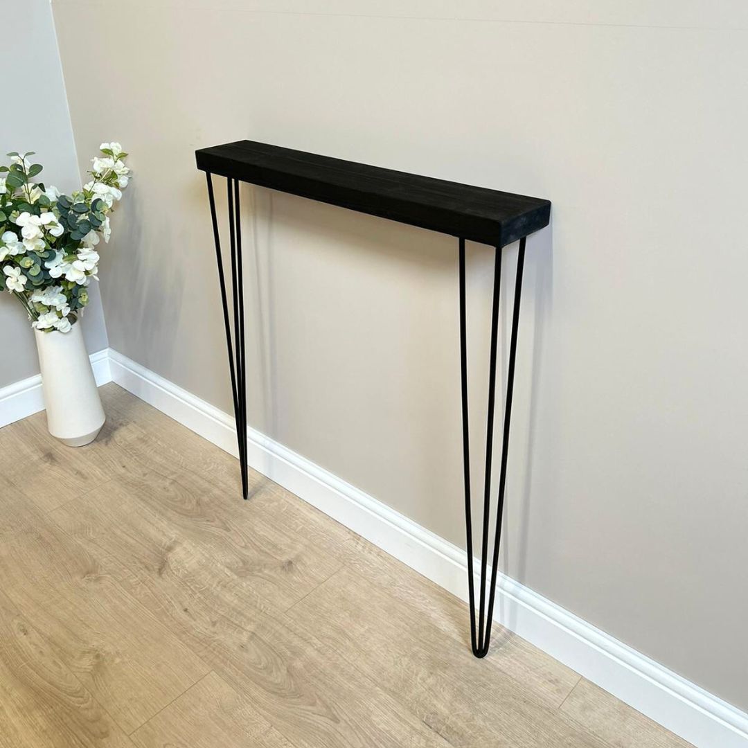 Rustic Black Wooden Radiator Shelf & Console Table handcrafted in the UK Shelving masterplank-shop