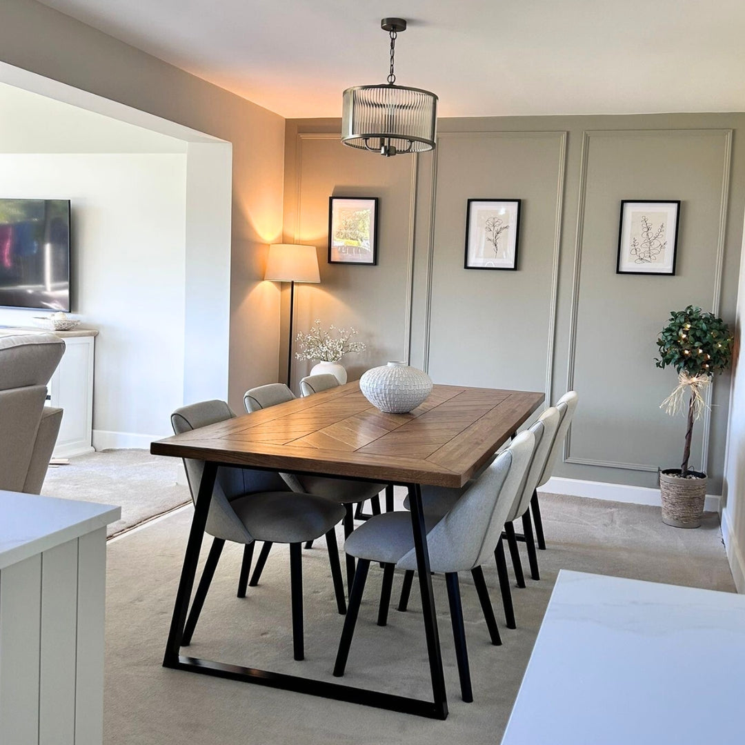 Roscel Herringbone Extendable Solid Oak Dining table